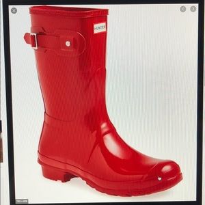 Hunter original RED short gloss rain boots sz 7
